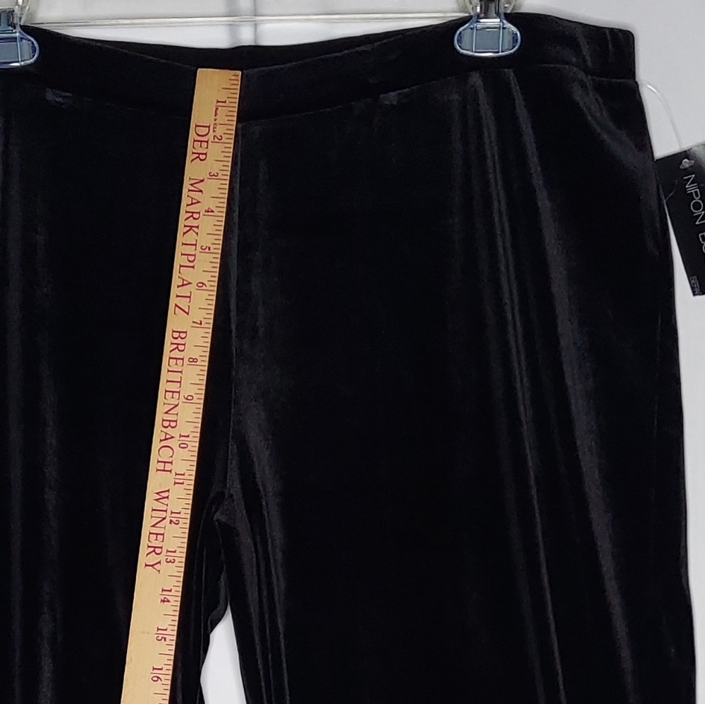 Nipon Boutique Velvet Pants 2X Black Straight Leg Velour Pullon Stretch Party - Picture 3 of 9